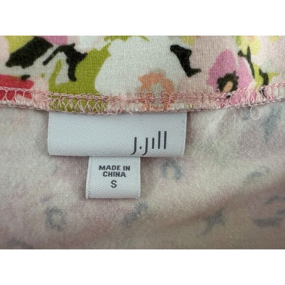 J Jill Pull On Skirt Cotton Modal Pink Green Floral Print Women's S Small - Picture 4 of 11